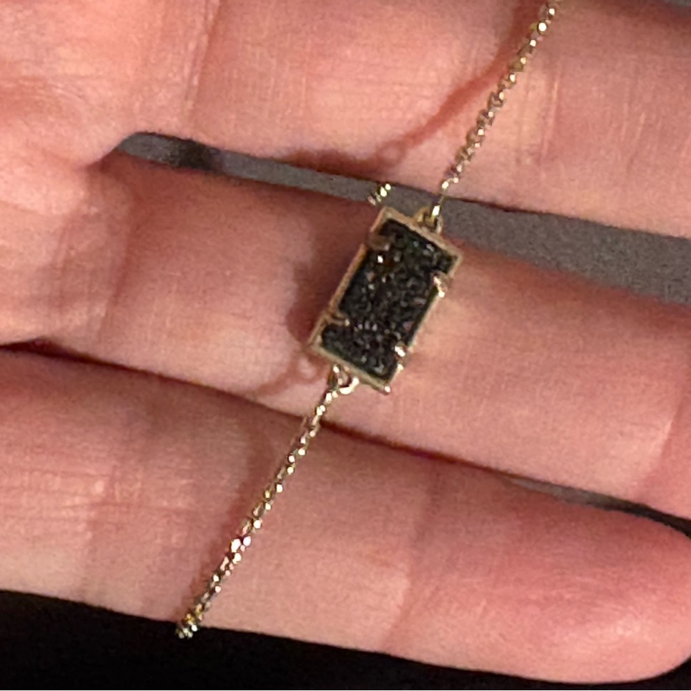 Kendra Scott Black Druzy and Gold Bracelet